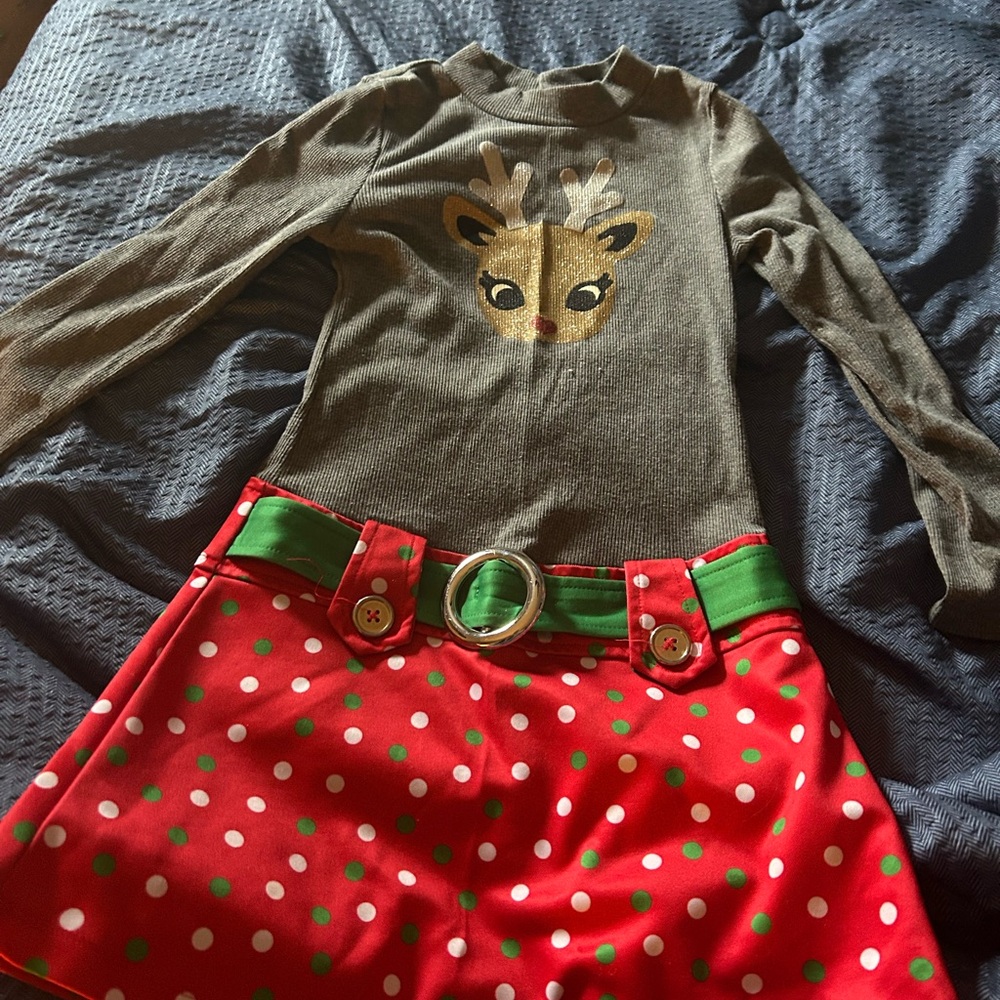 Lilt Reindeer Dress - Green and Red